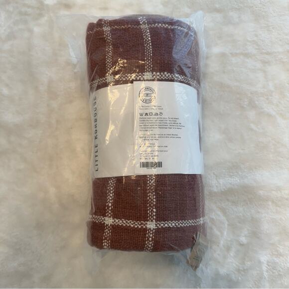 Little Korboose woven knit throw blanket orange plaid - Picture 2 of 6